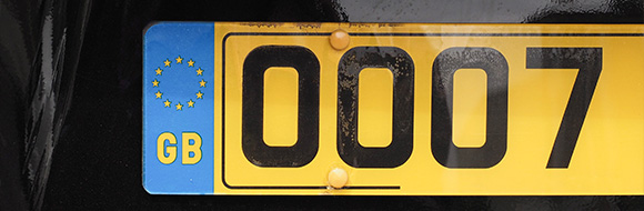 license plate featuring the number 0007 with GB identifier and European flag associated with eight vehicles