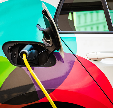 electric vehicle charging port with colorful design providing sustainable energy solution 3 options available